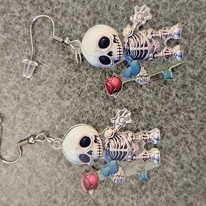 Skeleton Earrings with Rose
